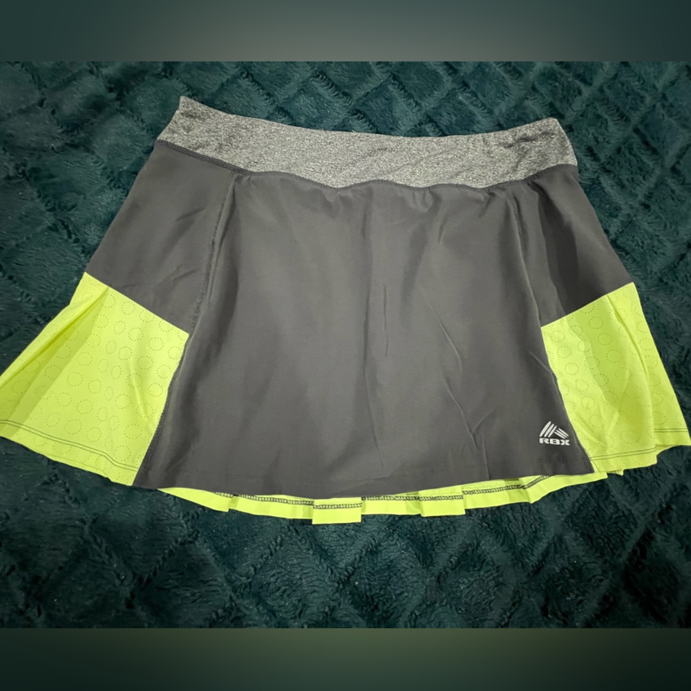 RBX Gray and Neon Yellow Athletic Performance tennis skirt
